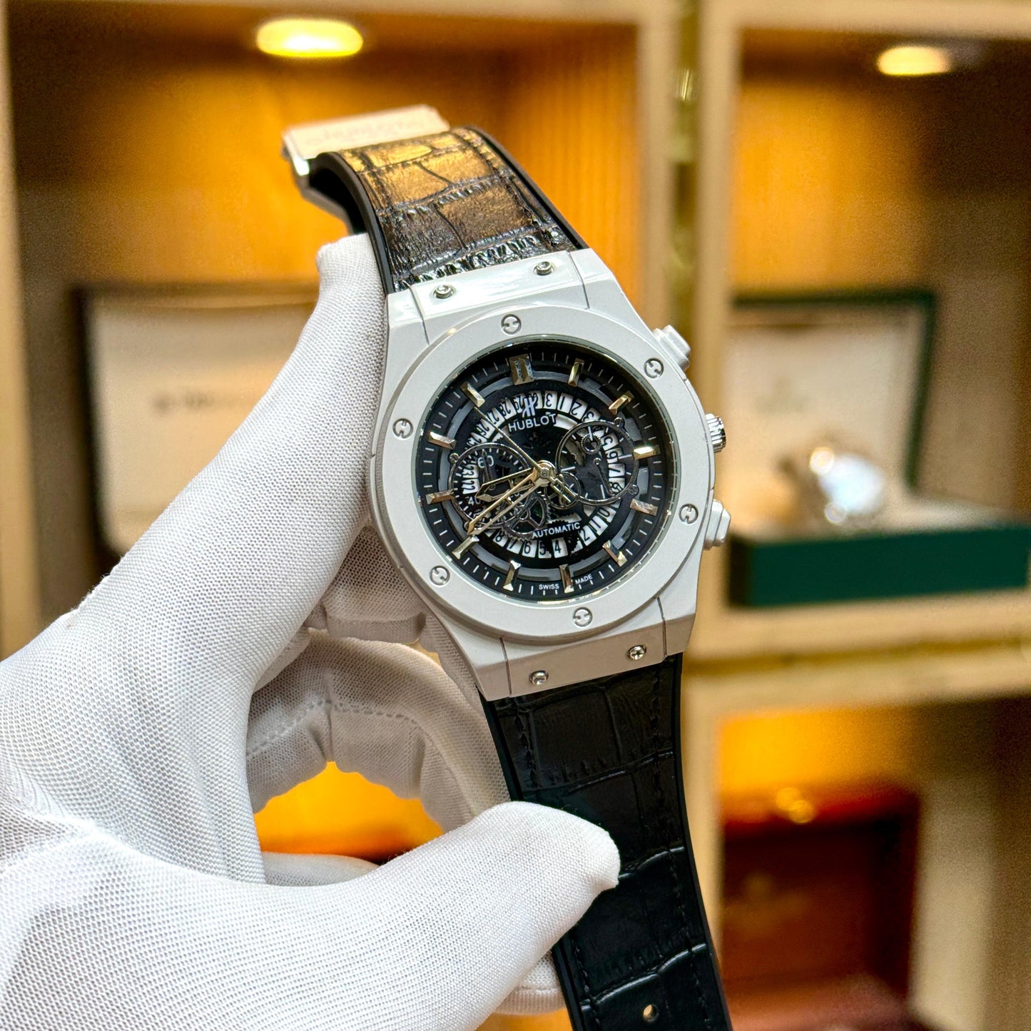 Hublot Quartz Movement Men's Watch Rubber Strap Date Working Master Lock - Jewelsoftime