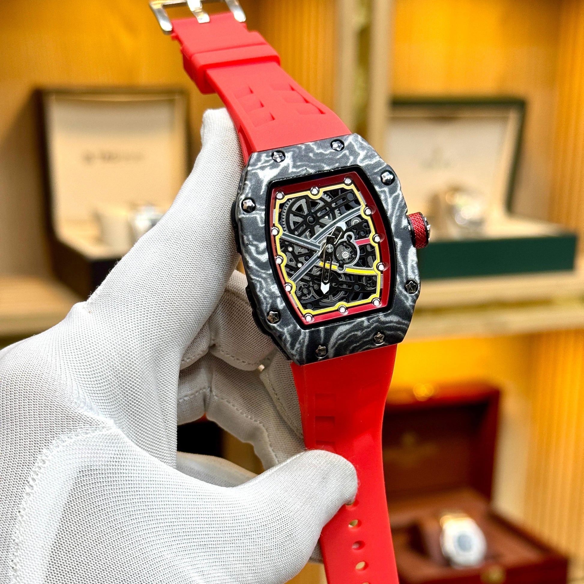 Richard Mille RM-67 Extra Flat Mens Watch Quartz Movement Skeleton Face - Jewelsoftime