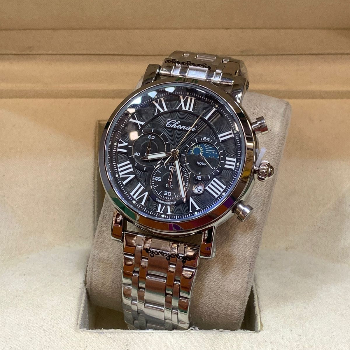 CHENXI–Stainless Steel Men's Watch Quartz Movement Buckle Lock Chronograph Working - Jewelsoftime