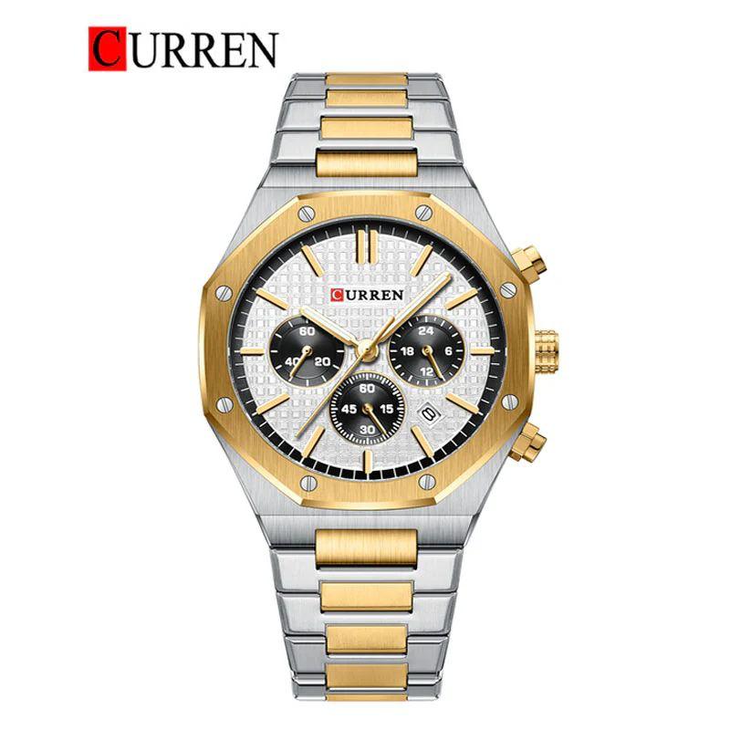 Curren Royal Oak Model Quartz Machine Chronograph Working Date Working Stainless Steel Mens Watch - Jewelsoftime