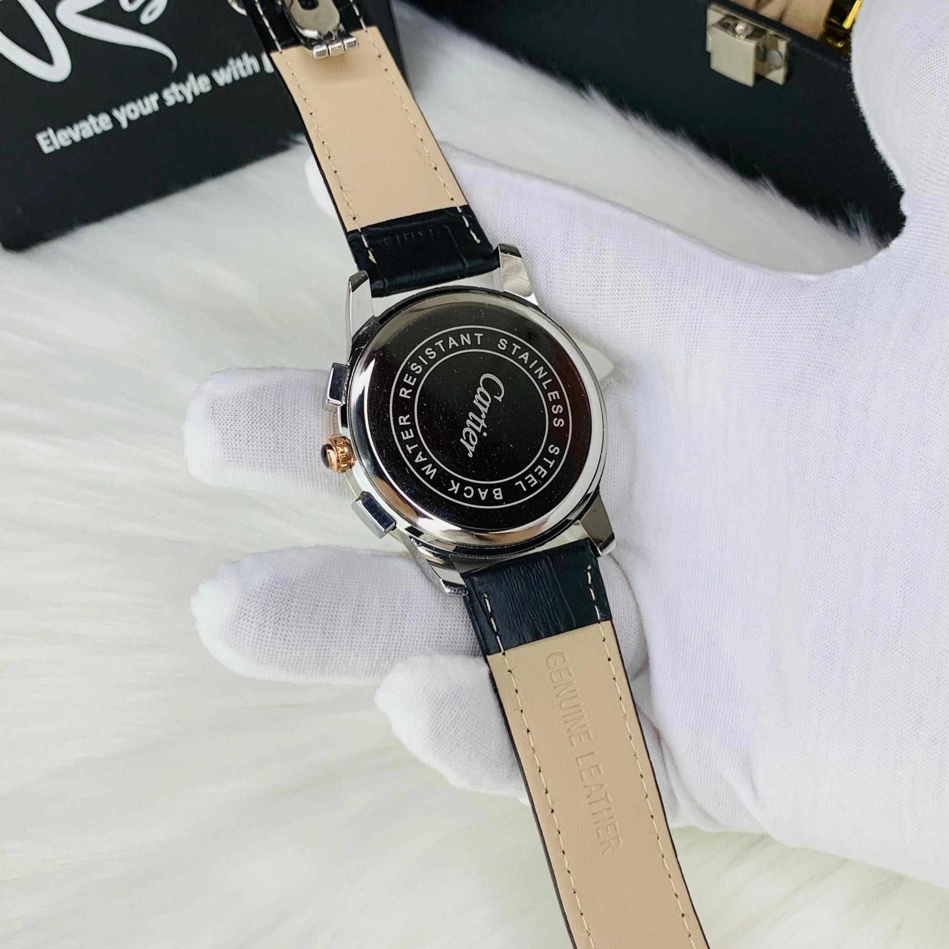 Cartier Men's Watch leather strap Automatic Movement Chronograph Down-Second Working Master Lock Clasp - Jewelsoftime