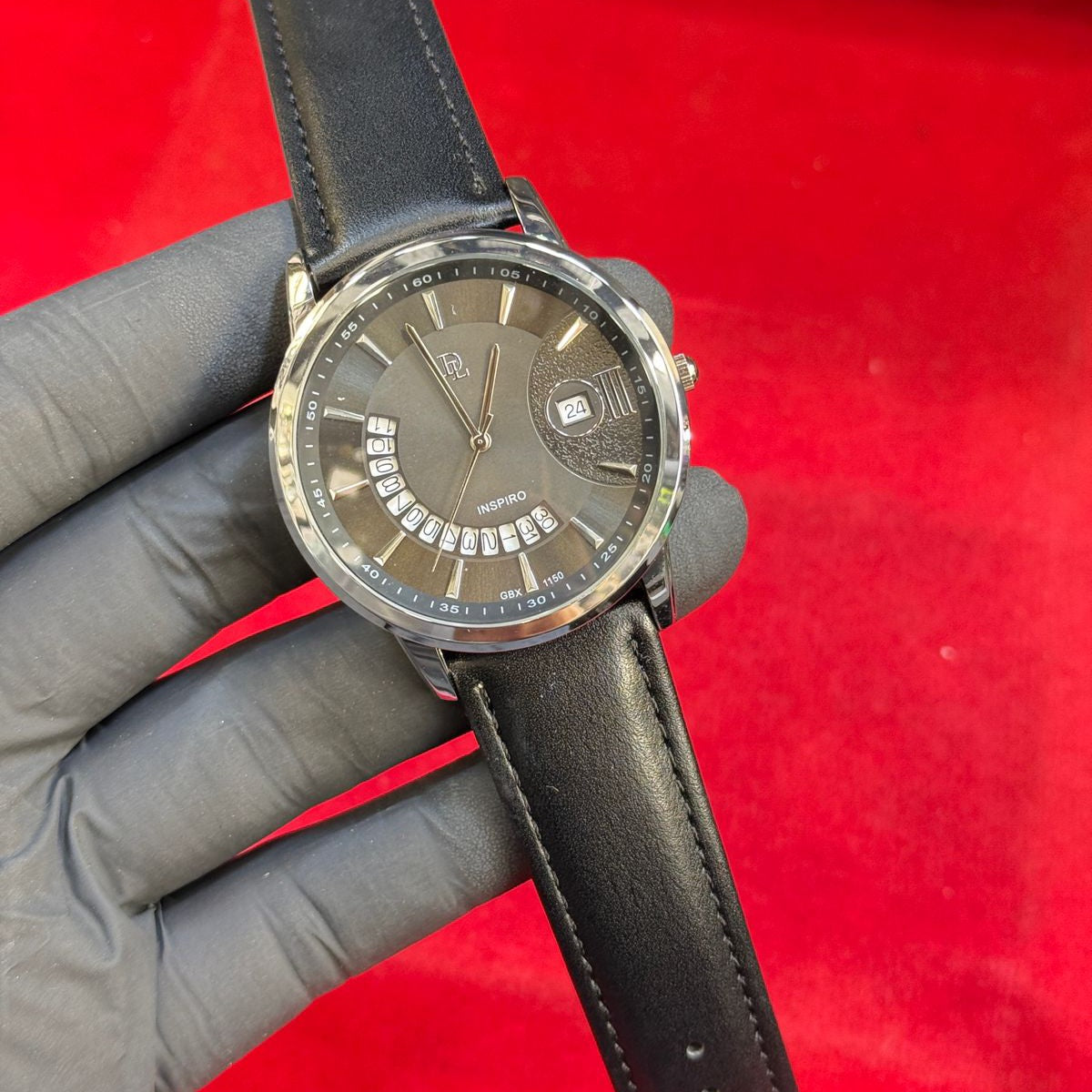 DL Japanese Machine Leather Belt Buckle Lock Date Working Men's Watch - Jewelsoftime