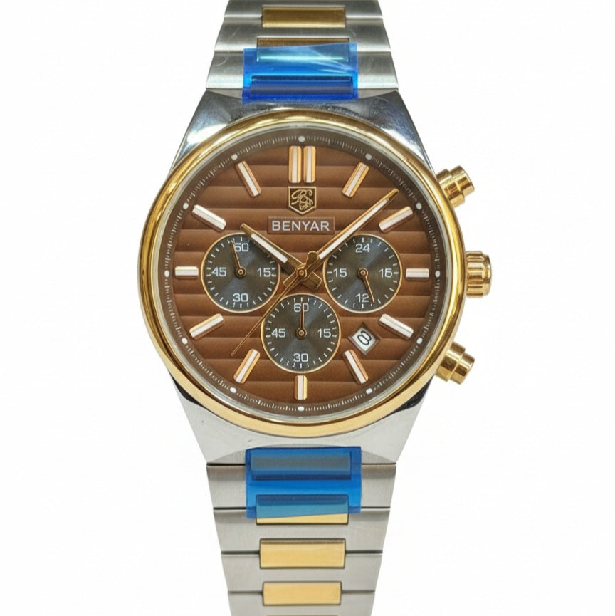 Benyar Quartz Movement Stainless steel Chrono working Butterfly lock Men’s Watch - Jewelsoftime