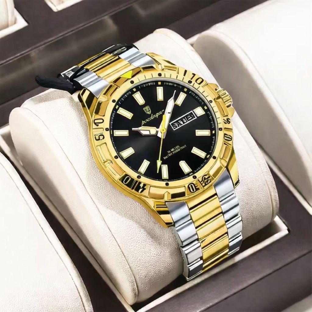 POEDAGAR Premium Men's Watch-Stainless Steel Chain Brass Case Date & Day Working - Jewelsoftime