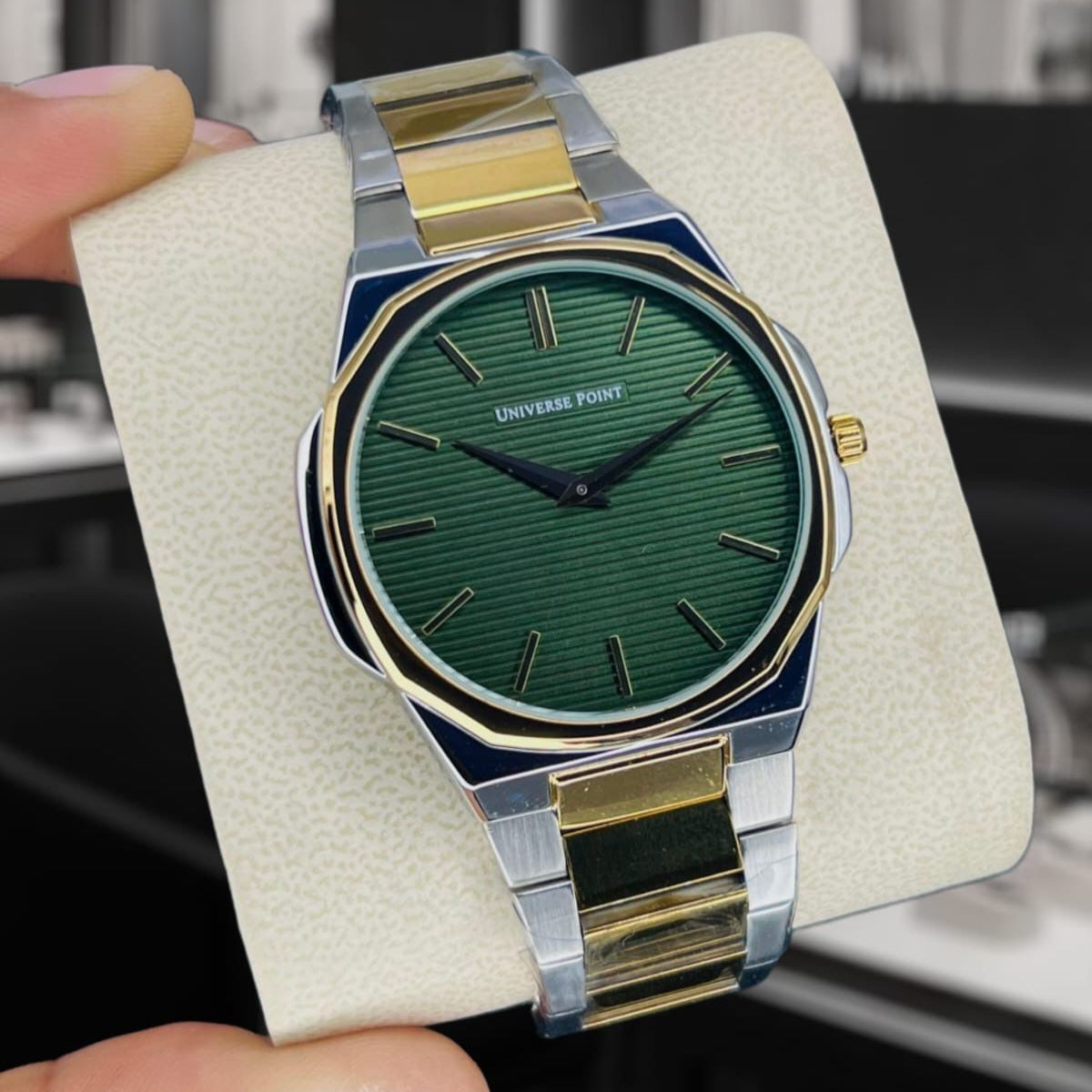 Universe Point Original Brand Men's Watch Slim Model 2 Needle Water Resistant Butterfly Master Lock - Jewelsoftime