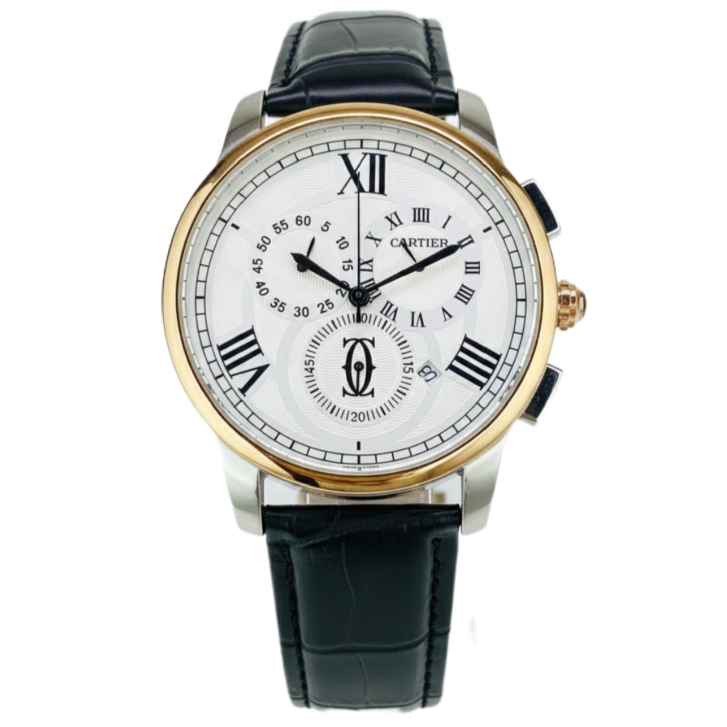 Cartier Men's Watch leather strap Automatic Movement Chronograph Down-Second Working Master Lock Clasp - Jewelsoftime