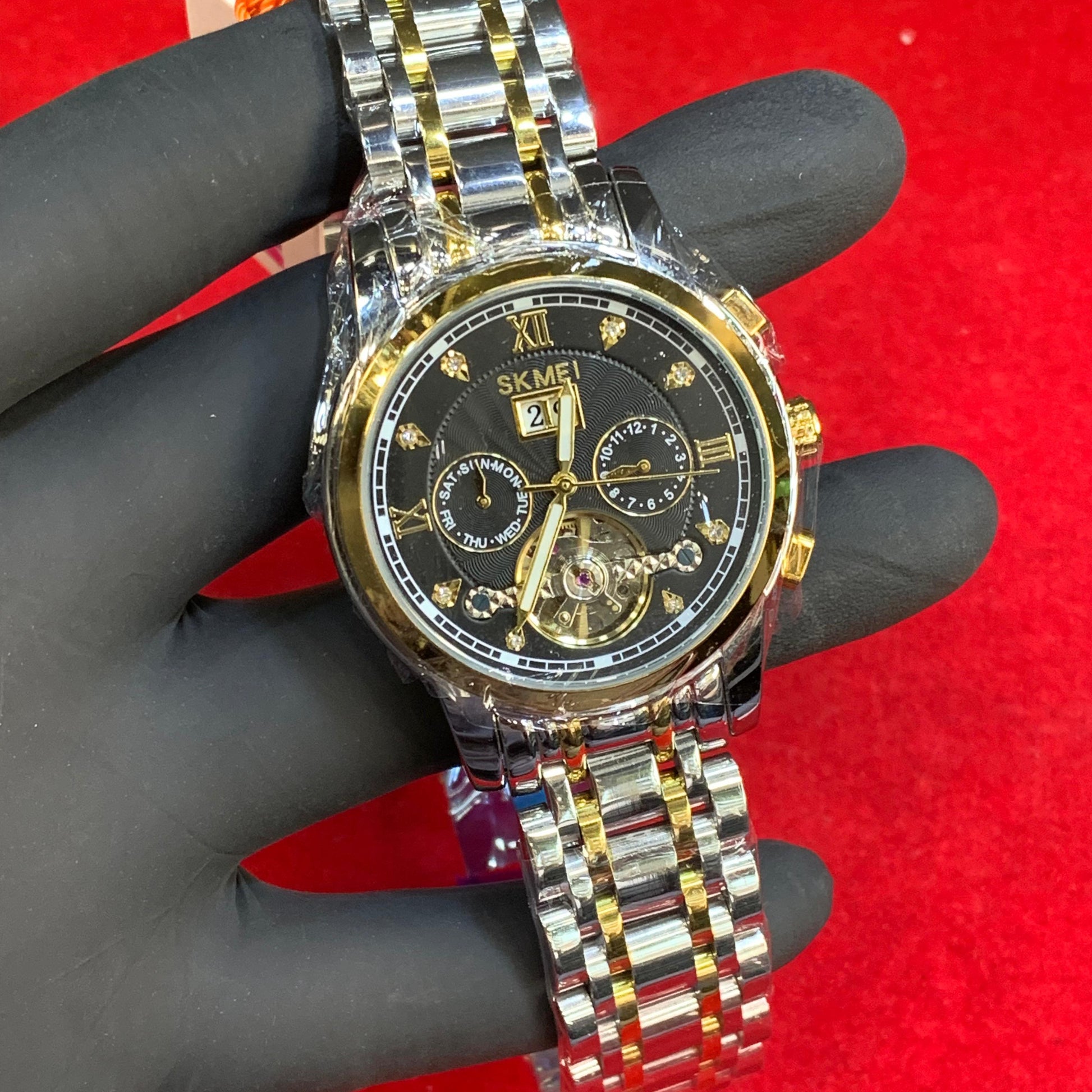 Skmei Skeleton Automatic Movement Men's Watch – Date Working Choreograph Working - Jewelsoftime