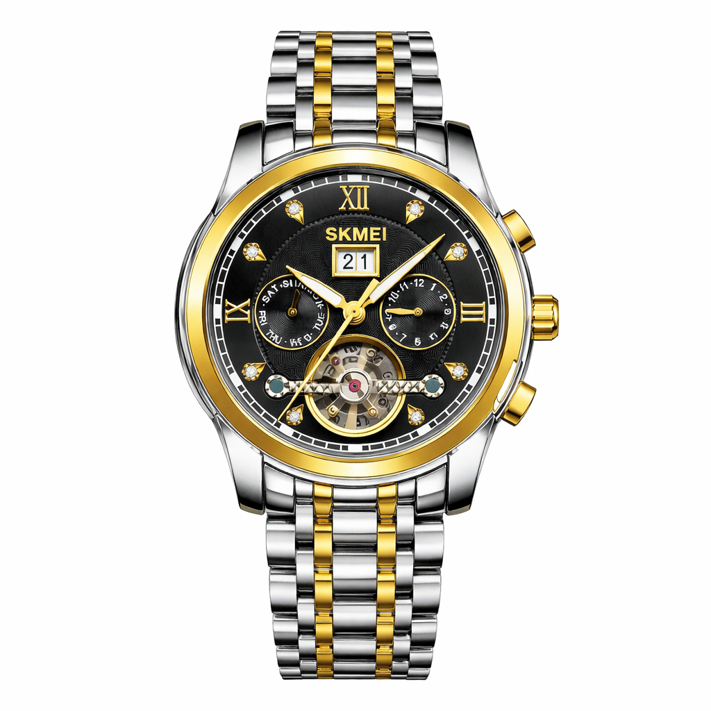 Skmei Skeleton Automatic Movement Men's Watch – Date Working Choreograph Working - Jewelsoftime
