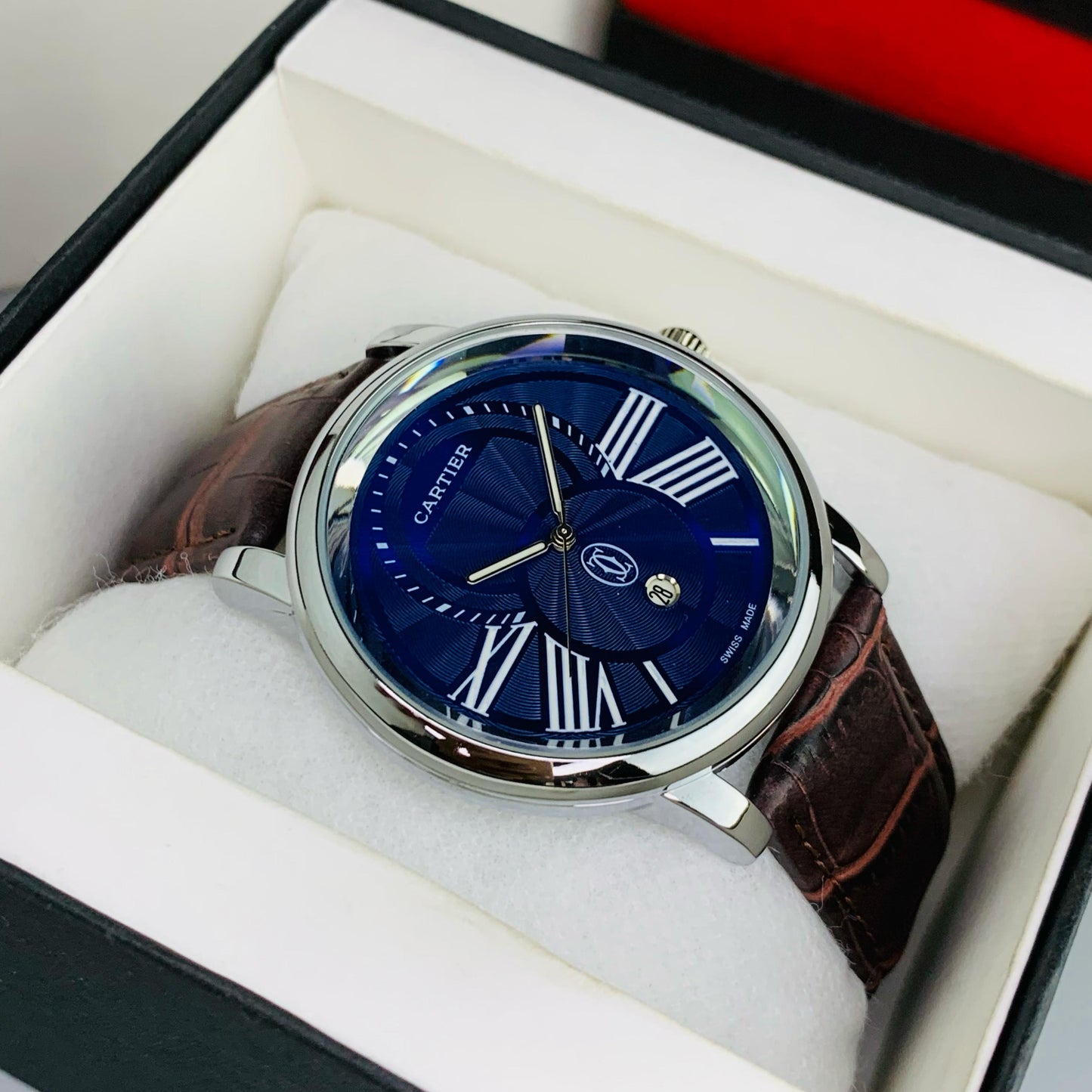 CARTIER LEATHER STRAP MEN'S WATCH - Jewelsoftime