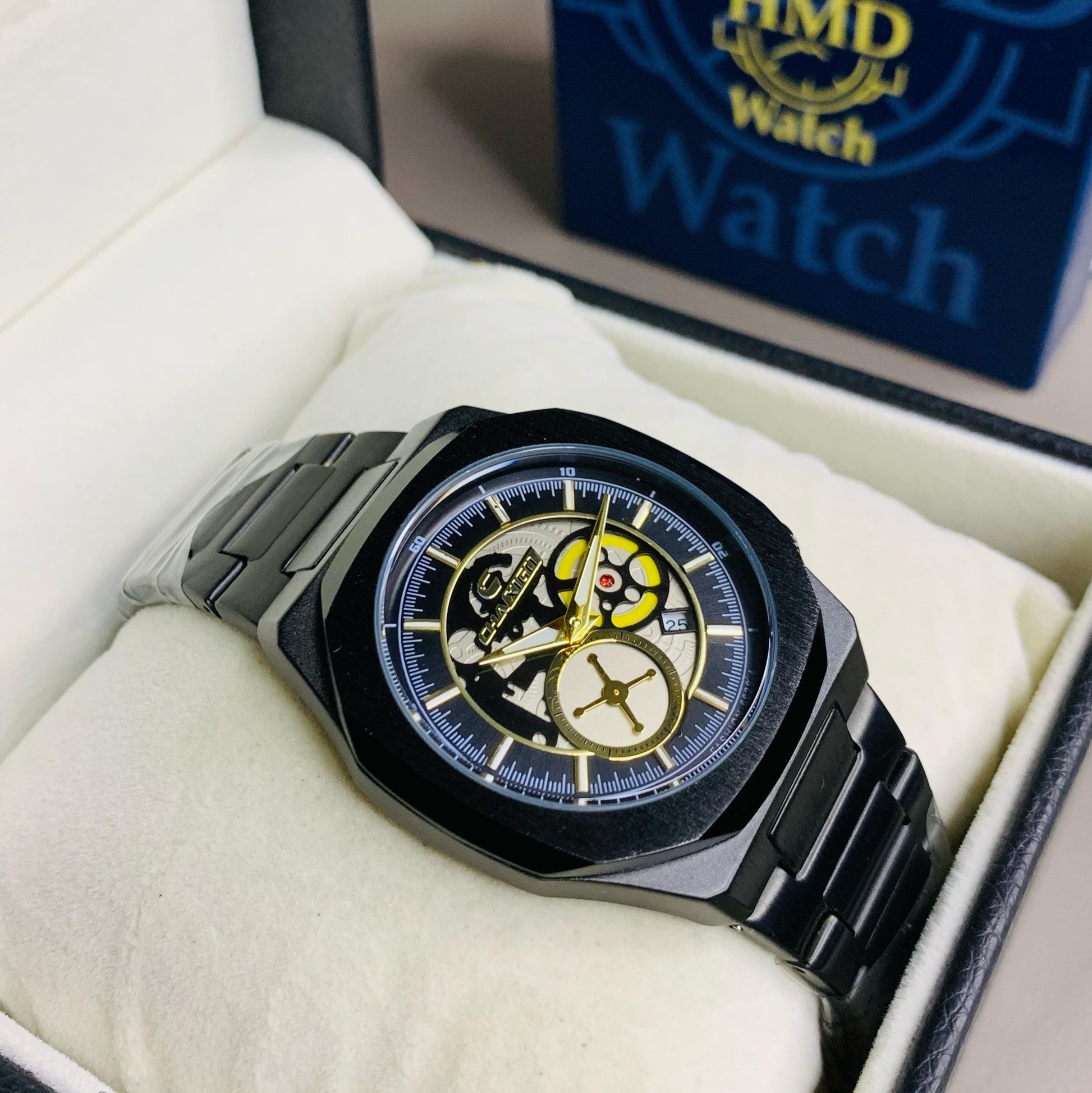 Chaxigo 6829G Men’s Watch | Stainless Steel | Date Working | Butterfly Lock - Jewelsoftime