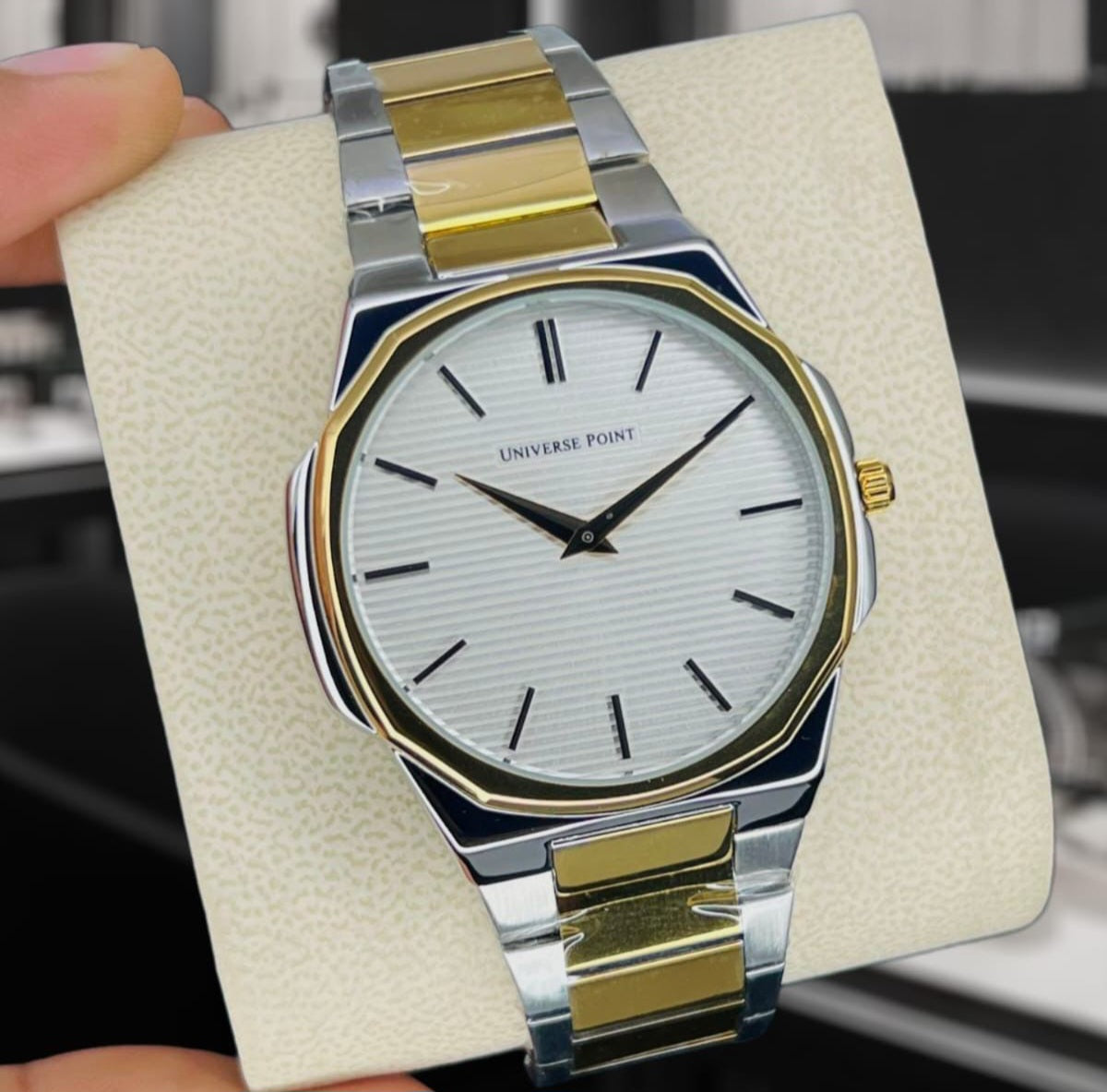 Universe Point Original Brand Men's Watch Slim Model 2 Needle Water Resistant Butterfly Master Lock - Jewelsoftime