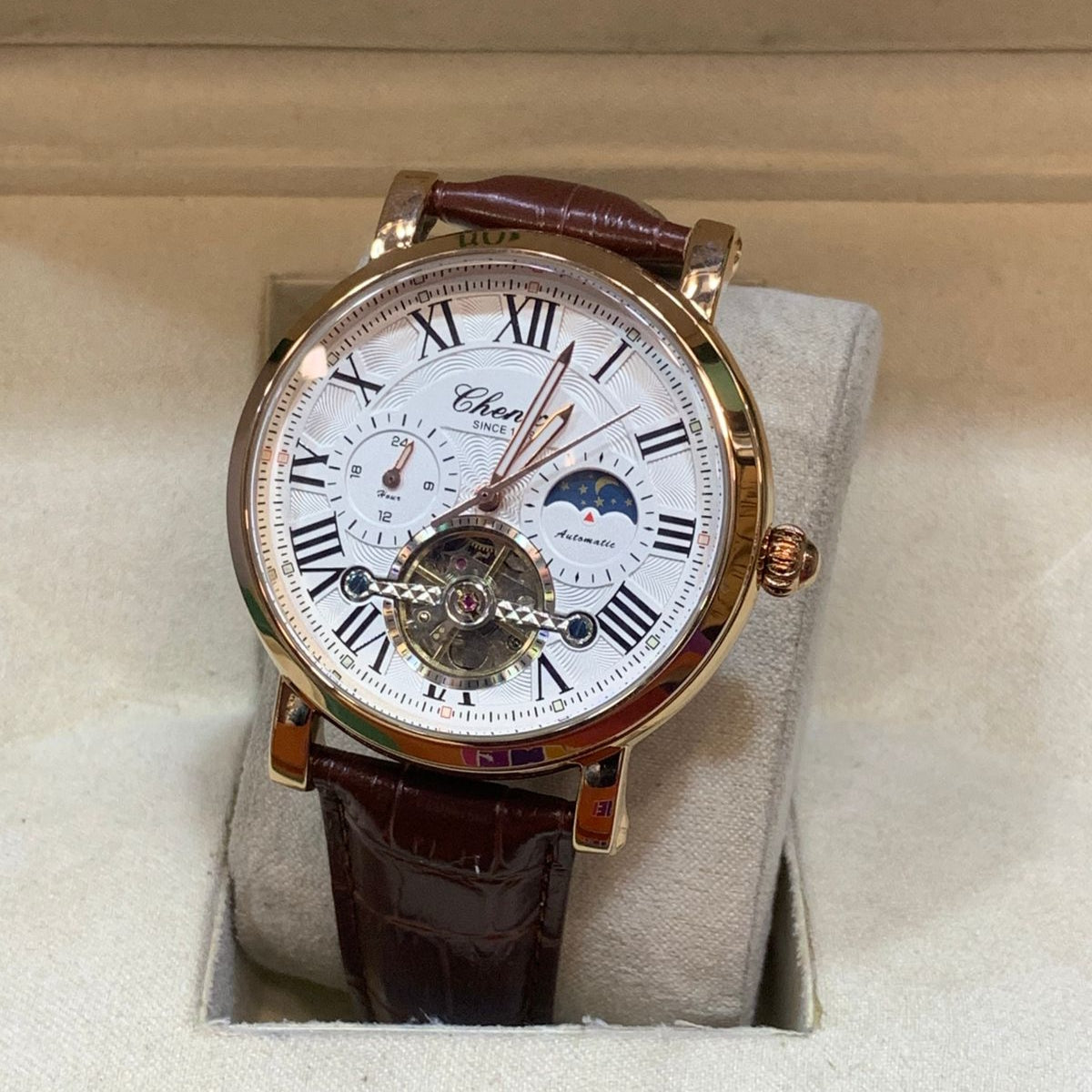 CHENXI-Automatic Movement Men's Watch-Leather Belt Master Lock Chronograph Working - Jewelsoftime