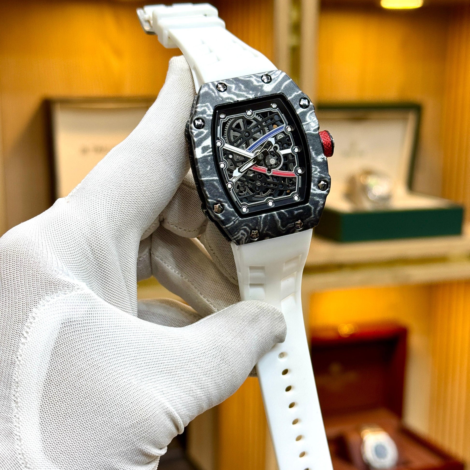 Richard Mille RM-67 Extra Flat Mens Watch Quartz Movement Skeleton Face - Jewelsoftime